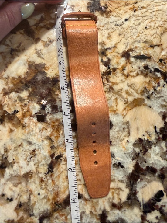 Louis Vuitton Jewelry - Louis Vuitton Tan Leather Wrap Bracelet with Brass Buckle